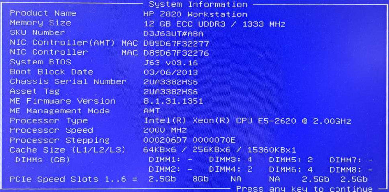 HP Z820 WorkStation Xeon E5-2620 @ 2.00GHz 12GB ECC Ram W7000 GPU *READ* )