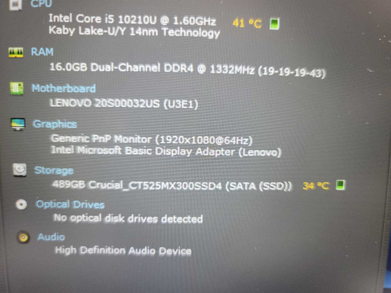 Lenovo T14 Gen 1 i5-10210U, @ 1.60GHz, 16GB DDR4, 500GB SSD Î²