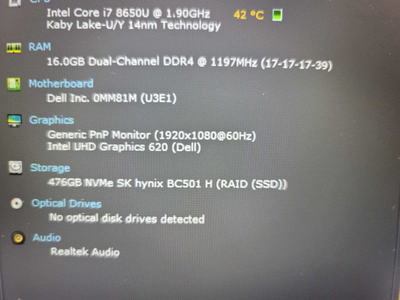 Dell Latitude 5590 i7-8650U @ 1.90GHz, 16GB DDR4, 500GB SSD QÎ²