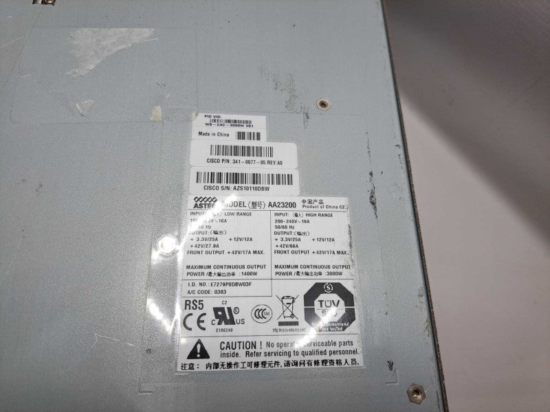 WS-CAC-3000W V01 Cisco Catalyst 6500 3000W AC Power Supply 341-0077-05 AAA232 Q)
