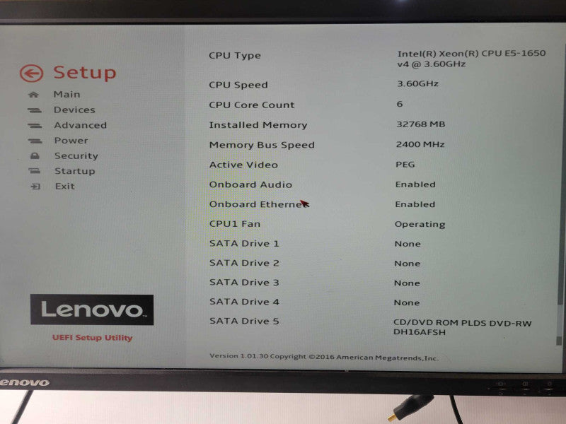 Lenovo Thinkstation P410, Xeon E5-1650v4 3.6GHz, 32GB RAM, No HDD/GPU _