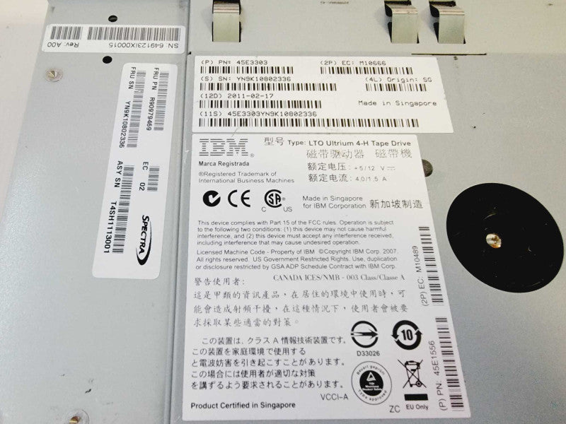 IBM 45E3303 LTO 4 Ultrium 4-H SCSI Encryption Enabled Tape Drive (