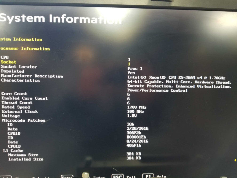 HP Proliant ML110 Gen9 Xeon E5-2603 V4 @ 1.70ghz / 32gb ram B140i Array Ctrl #