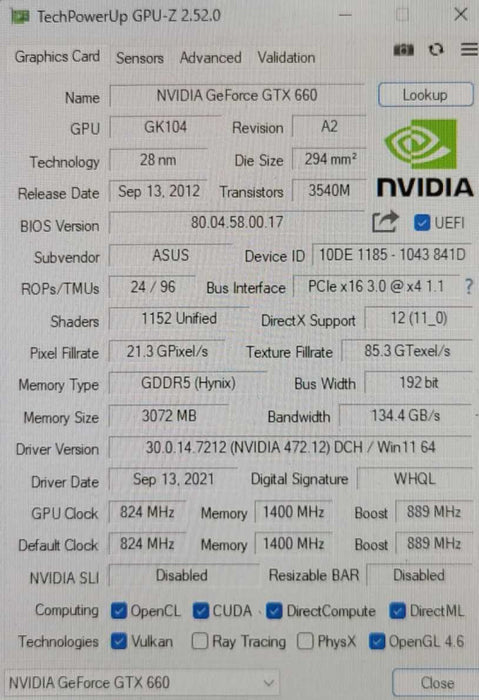 ASUS NVIDIA GTX 660 3GB
