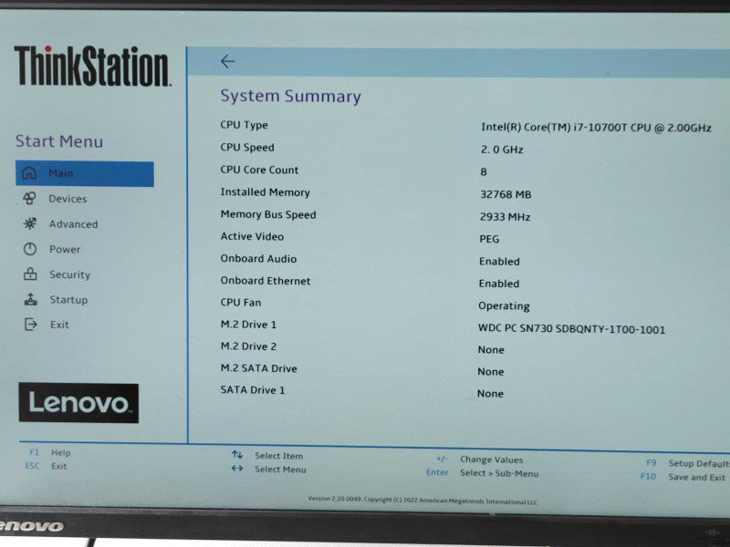 Lenovo ThinkStation P340 Tiny, Coire I7-10700T 2.0GHz, 32GB, 1TB NVME, Quadro _