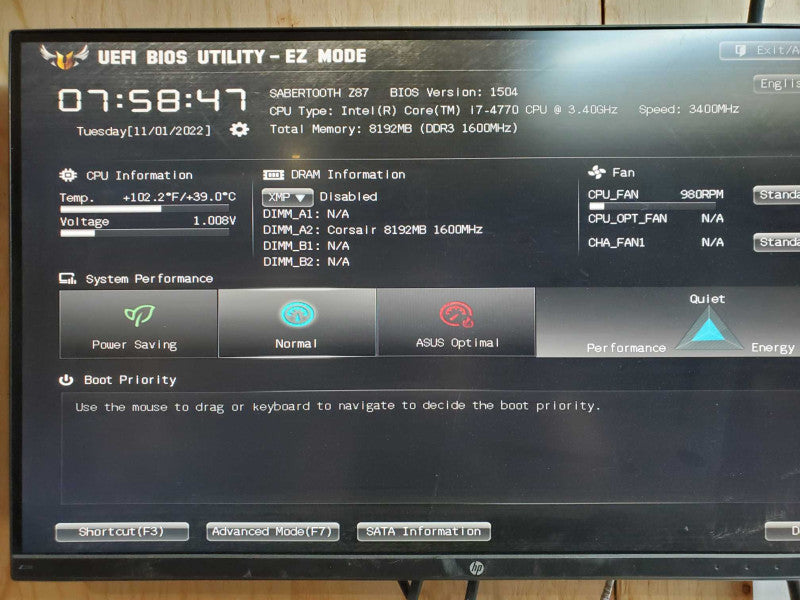 Asus Sabertooth Z87 Motherboard with i7-4770 @ 3.40 GHZ 8GB DDR3 *READ*
