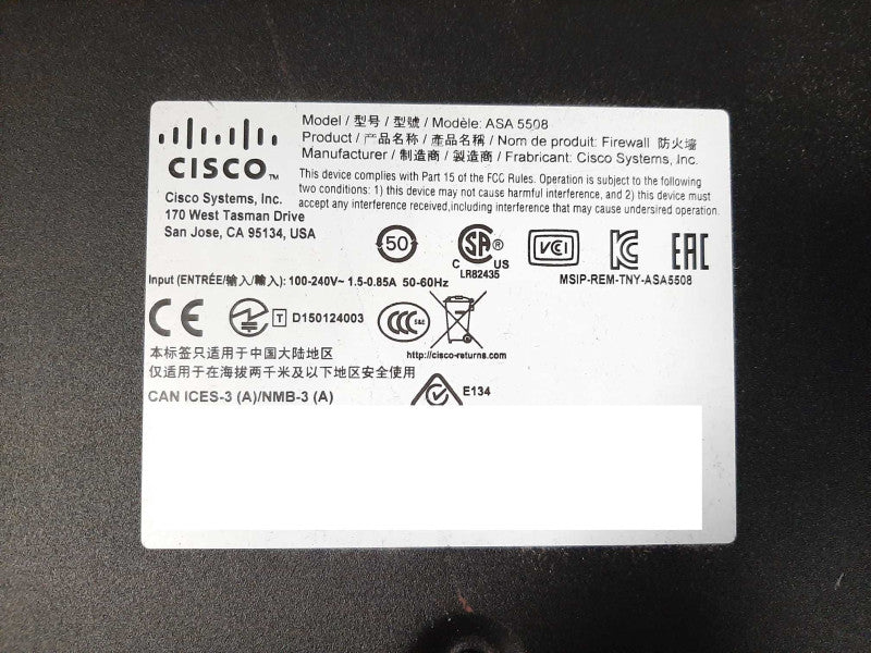 Cisco ASA 5508 V05 Firewall Adaptive Security Appliance $