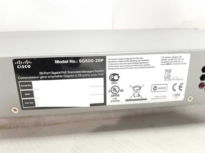 Cisco SG500-28P with Brackets Cisco 28-Port Gigabit PoE Managed Switch $