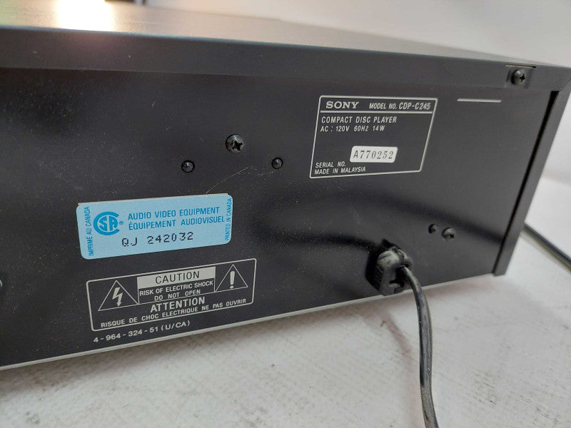 Sony Compact Disc Player 5 Disc Changer CDP-C245