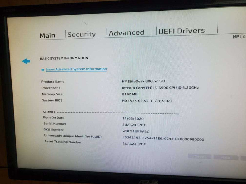 HP EliteDesk 800 G2 SFF i5-6500 CPU @ 3.2Ghz, 8GB Q