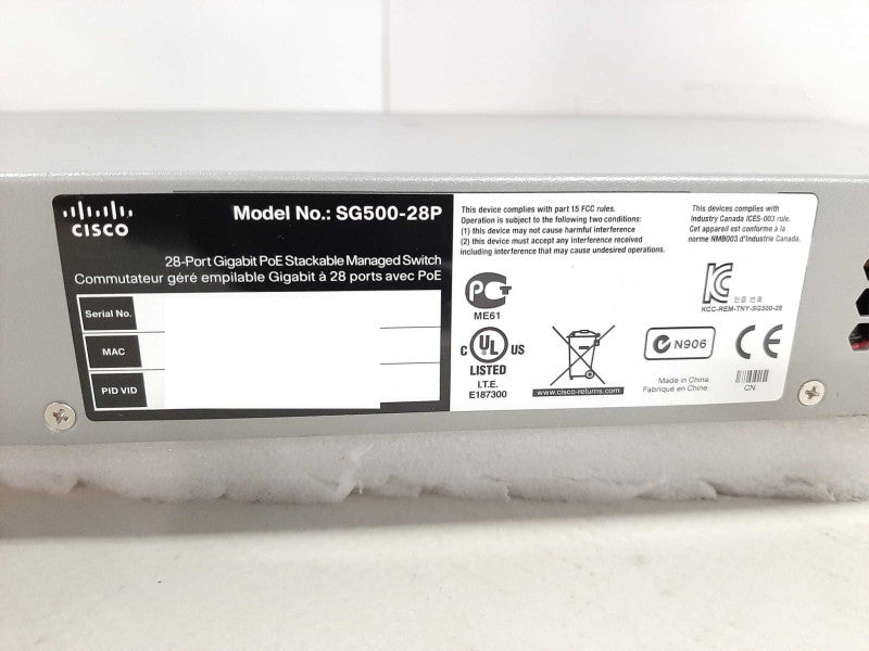 Cisco SG500-28P with Brackets Cisco 28-Port Gigabit PoE Managed Switch $