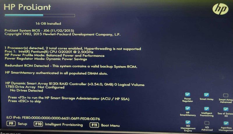 HP Proliant Microserver Gen 8 Intel Pentium G2020T @ 2.50Ghz - 16GB(READ)