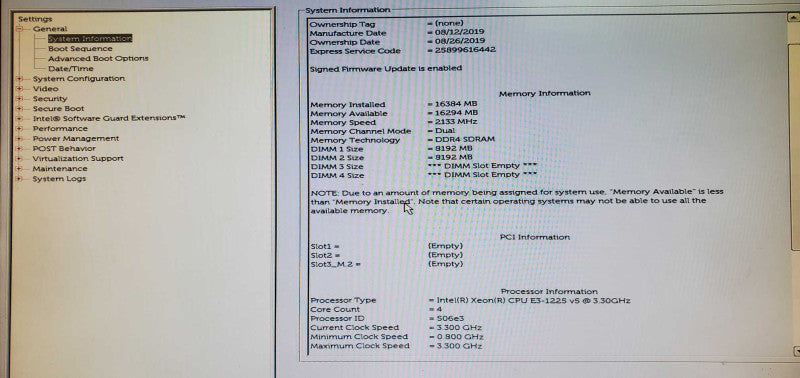 Dell Precision Tower 3420 E3-1225v5 16GB DDR4 NO HDD NO CADDY @