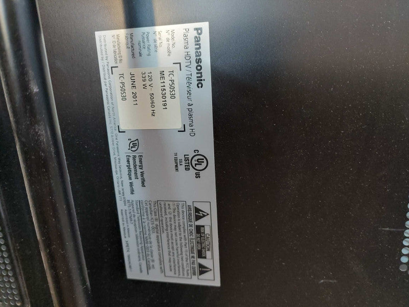 Panasonic Plasma HDTV Model:TC-O50530