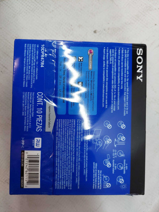 1 Box Full of Sony DVD-R 120min  4.7gb  Model: 10DPR47R4 10 packs 100 pieces