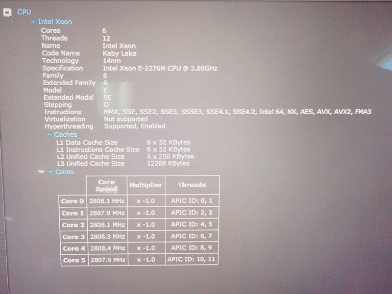 Dell Precision 5540 Xeon E-2276M @ 2.8GHz 32GB DDR4 1TB NVME Quadro T2000 4GB (