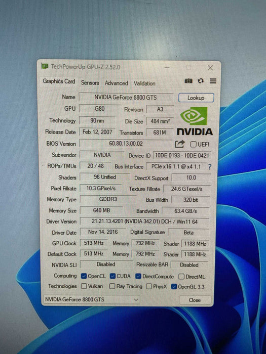 Gigabyte GeForce 8800 GTX 640MB GV-NX88S640H-RH  -