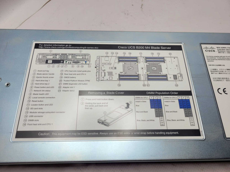 Cisco UCS B200-M4 UCS Blade Server with 2x Xeon E5-2690v3 CPUs, No RAM Q_