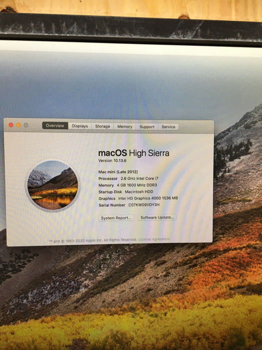 Apple Mac mini Late 2012 Intel Core i7-3720QM @ 2.6 GHz 4 GB RAM 1 TB HDD