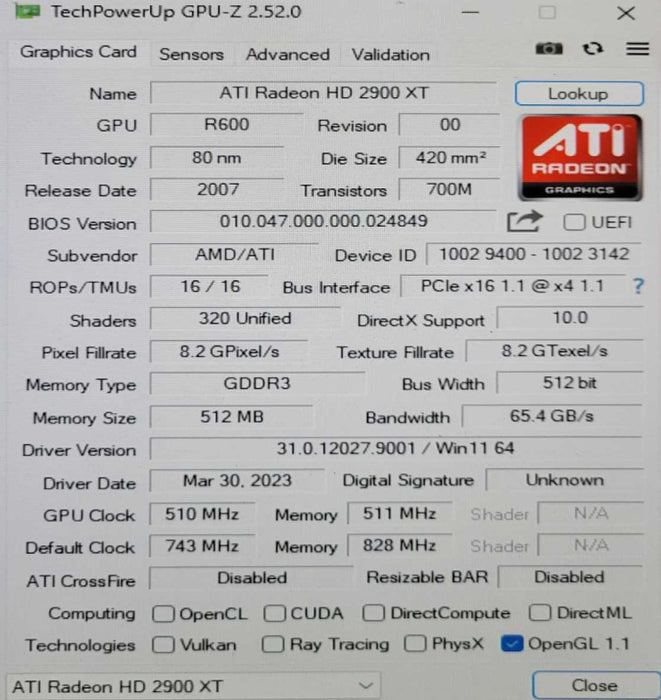 ATI RADEON HD 2900 XT 512MB
