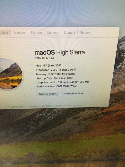 Apple Mac mini Late 2012 Intel Core i7-3615QM @ 2.3 GHz 8 GB RAM 1 TB HDD