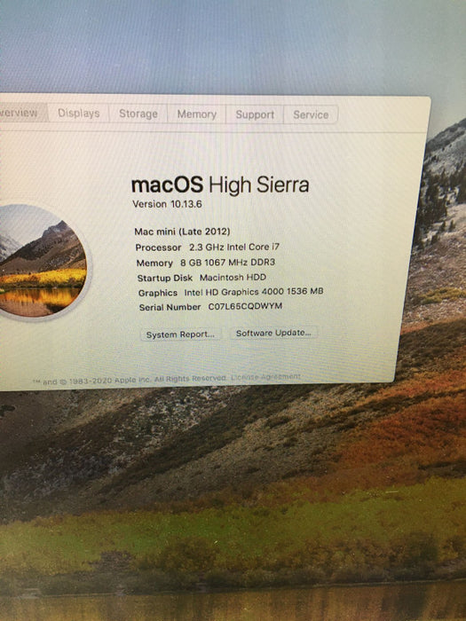 Apple Mac mini Late 2012 Intel Core i7-3615QM @ 2.3 GHz 8 GB RAM 128 GB SSD