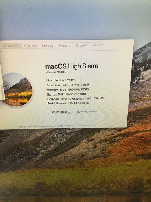 Apple Mac mini Late 2-12 Intel Core i5-3210M @ 2.5 GHz 8 GB RAM 500 GB HDD