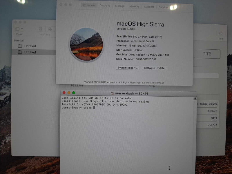 Apple iMac 27\\" Late 2015 i7-6700K Radeon R9M390 2GB 16GB RAM 128GB/ 2TB READ