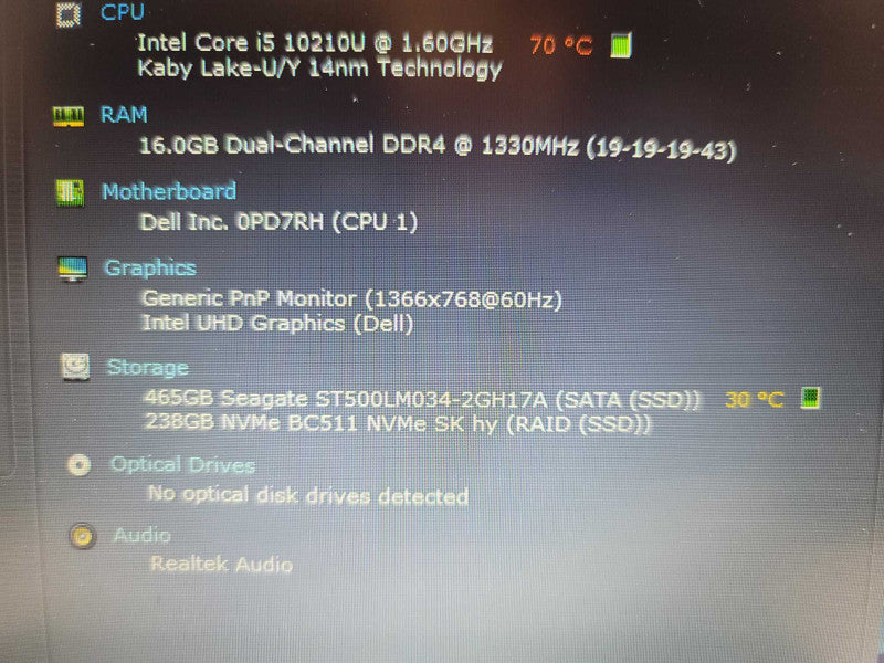 Dell Latitude 3510 i5-10210U @ 1.60GHz, 16GB DDR4, 256GB NVMe + 500GB HDD QÎ²
