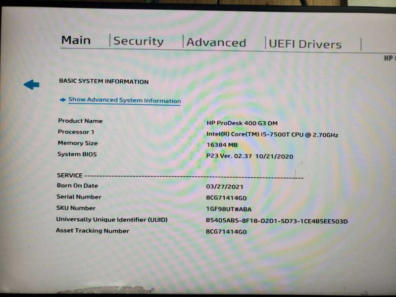 HP ProDesk 400 G3 Mini USFF PC Intel i5-7500T  CPU @ 2.7GHz 16GB  Q
