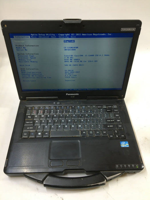 Panasonic ToughBook CF-53 Intel i5-3340M @ 2.7 GHz 8 GB RAM 500 GB HDD READ!