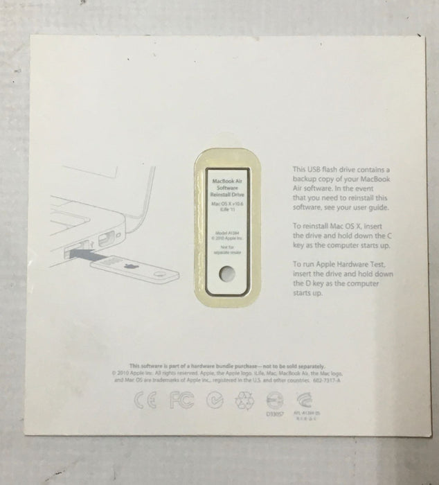 MacBook Air Software Reinstall Drive Mac OS X v10.6 USB NEW