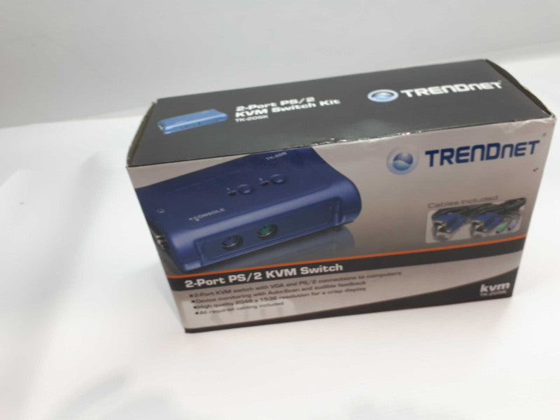 TRENDnet, KVM TK-205K 2 Port PS/2 KVM Switch Kit. NEW &