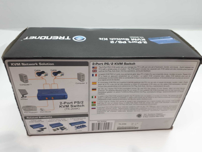 TRENDnet, KVM TK-205K 2 Port PS/2 KVM Switch Kit. NEW &