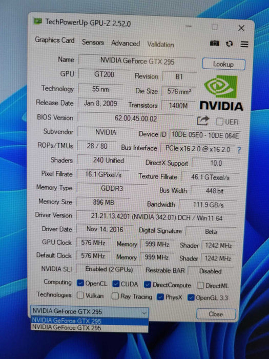 BFG TECH NVIDIA GTX 295 1792MB