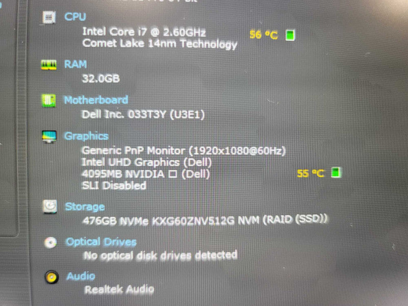 Dell Precision 3551 i7-10750H, 32GB DDR4, 4GB NVIDIA QUADRO P620, 512GB SSD Î²