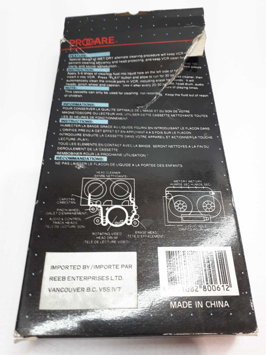 Pro Care VHS Player Head Cleaning System for VCR PC8006 &
