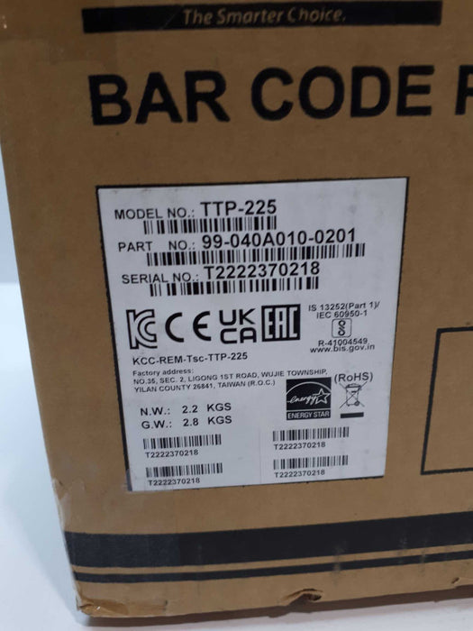 New TTP 225 Bar Code Transfer Thermal  Printer &