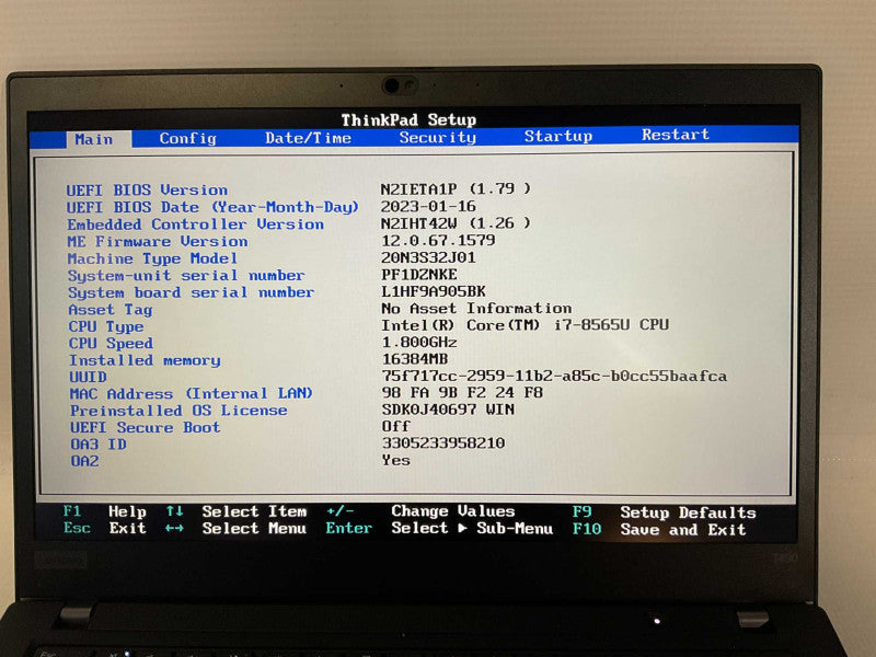 Lenovo T490 Intel i7-8565U @1.80GHz 16GB RAM 512GBGB NVMe SSD -
