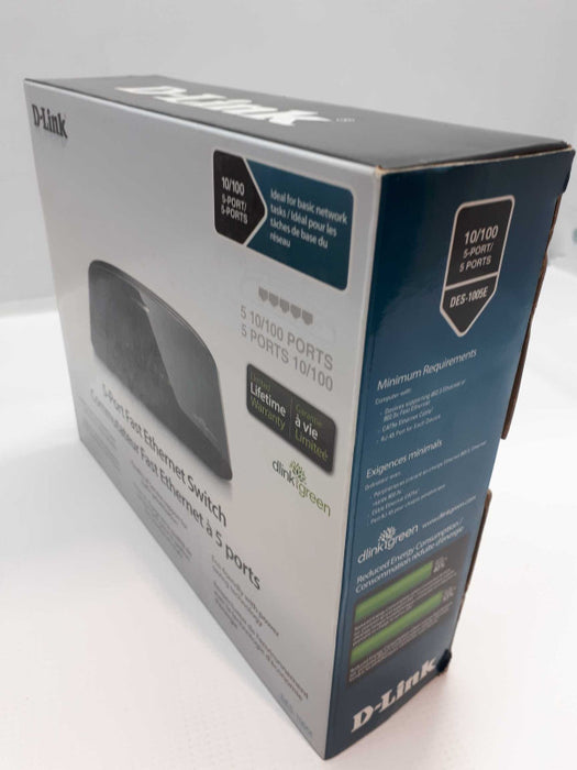 New D-Link DES-1005E 5-Port  Ethernet Switch 100 Mbps USB Powered &