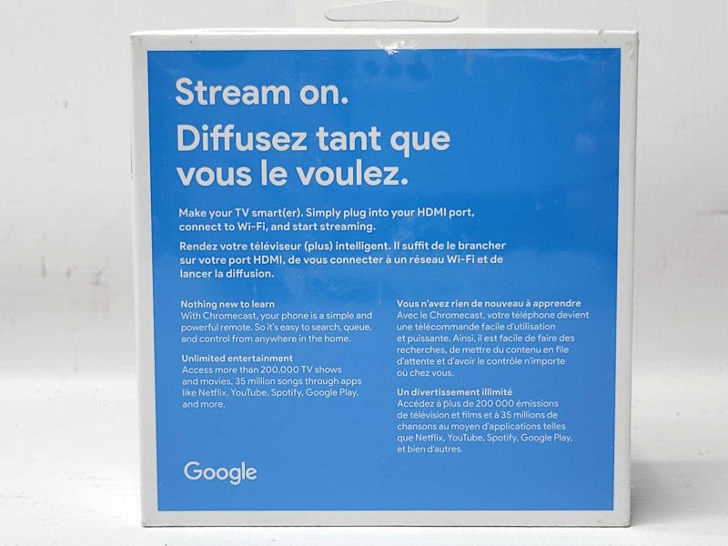 Google Chromecast 3rd Gen Digital HDMI Media Streaming Device GA3A00097-A03-Z _
