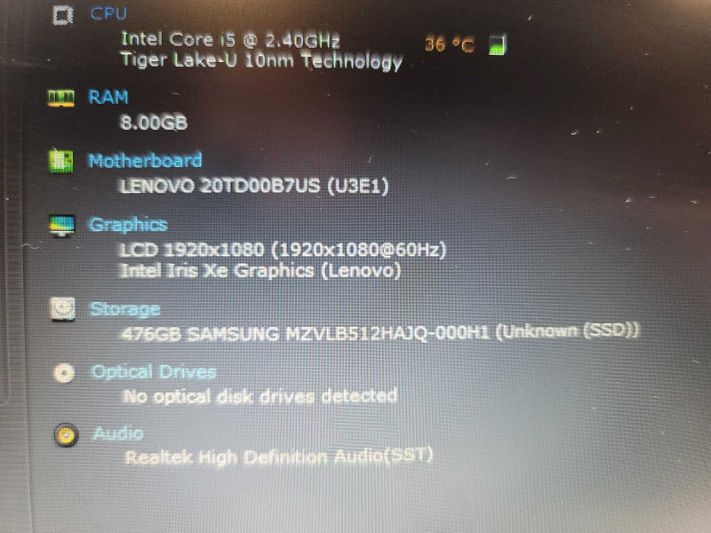 Lenovo Thinkpad E15 Gen 2 i5-1135G7 @ 2.40GHz, 8GB DDR4, 512GB SSD Î²