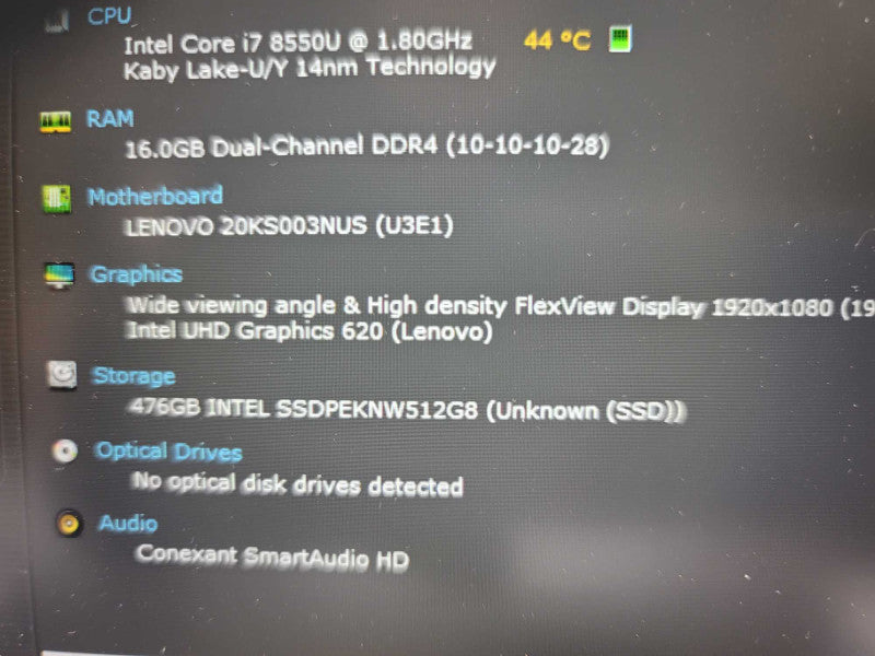 Lenovo E580 i7-8550U @ 1.80GHz, 16GB DDR4, 512GB SSD Î²