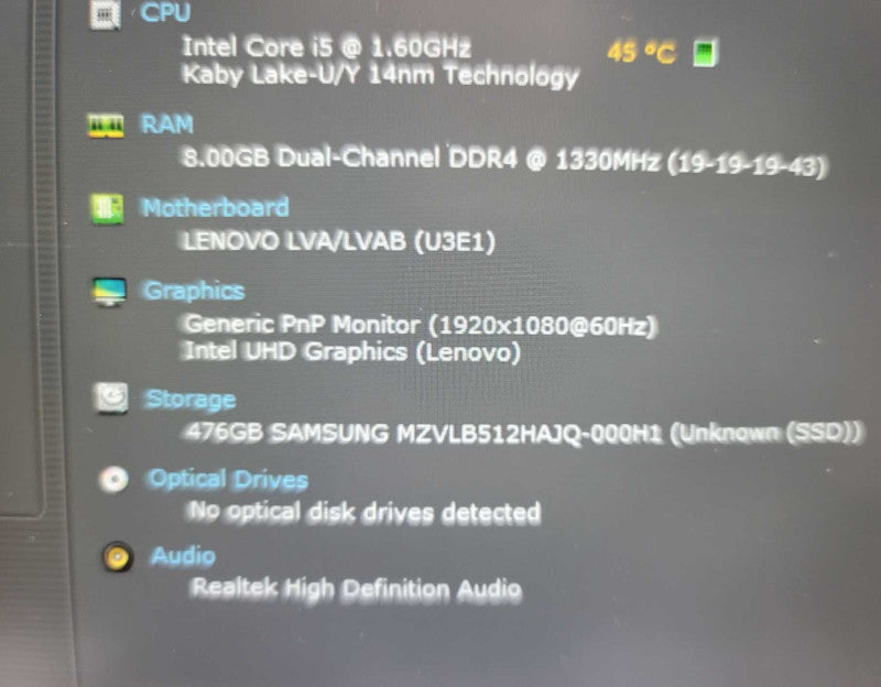 Lenovo ThinkBook 14-IML i5-10210U @ 1.60GHz, 8GB DDR4, 512GB SSD Î²
