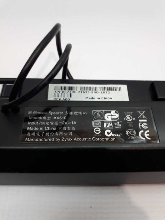 DELL Acoustic Computer Monitor Sound bar Zylux Multimedia Speaker AX510 12V &