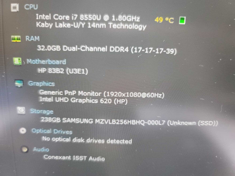 HP ZBook 14u G5 i7-8550U @ 1.80GHz, 32GB DDR4, 256GB SSD Î²