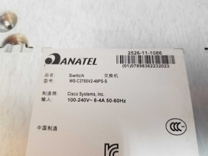 Cisco Catalyst 3750 v2 series PoE-48 WS-C3750V2-48PS-S Q#