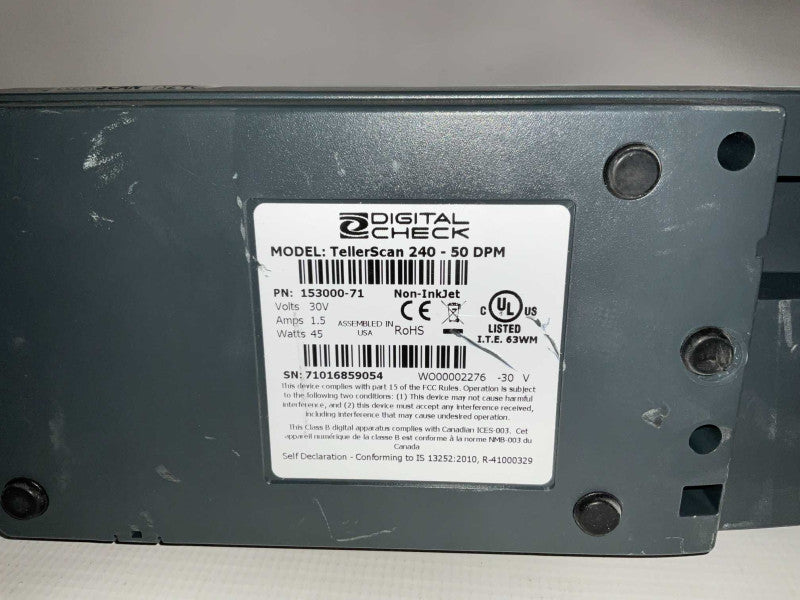 Digital Check TellerScan TS240 240-50 DPM Check Scanner Q-