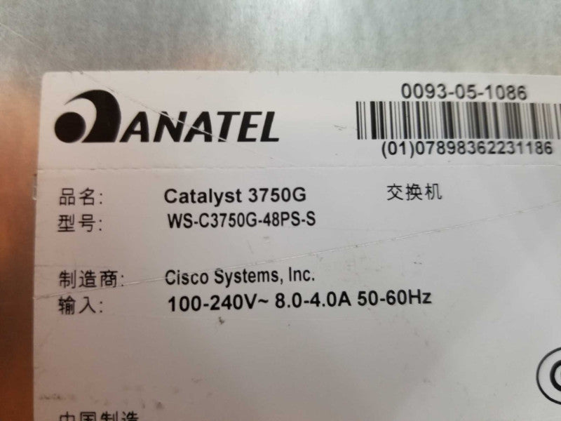 Cisco Catalyst 3750G Series PoE-48 WS-C3750G-48PS-S - READ Q#