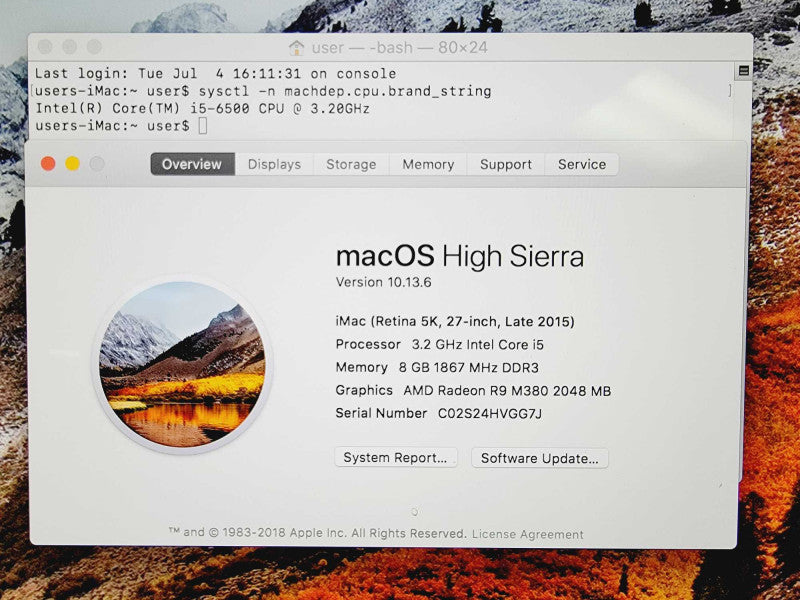 Apple iMac 2015 27\\" Retina 5K Core i5-6500@3.2GHz 8GB DDR3 1TB HDD R9M380 2GB (